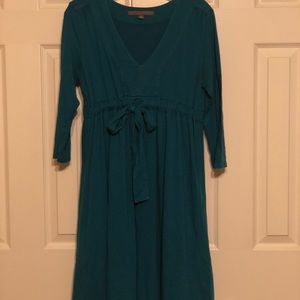 Teal 3/4 inch sleeve fit & flare dress